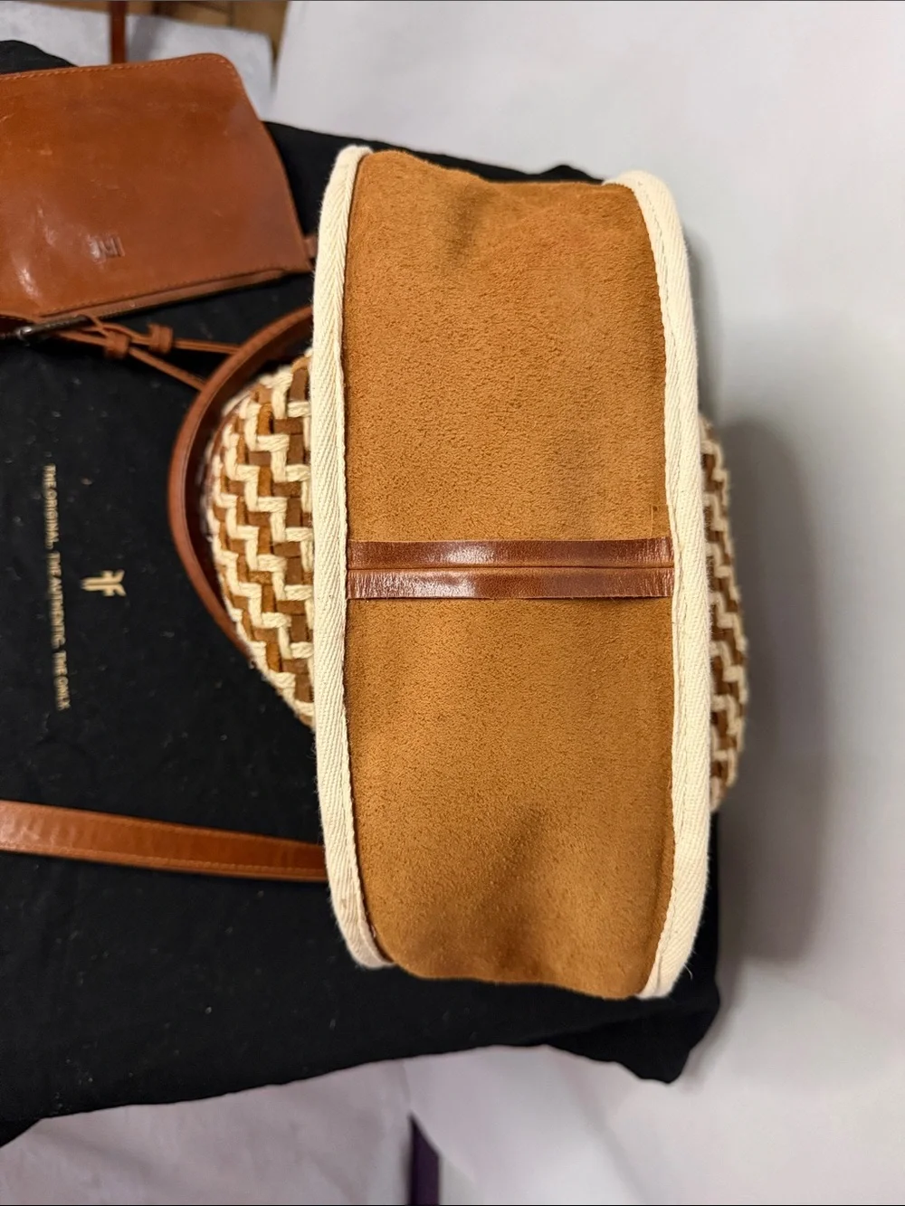 Frye Melissa Esparto Rope & Leather Hobo Bag in the Cognac colorway